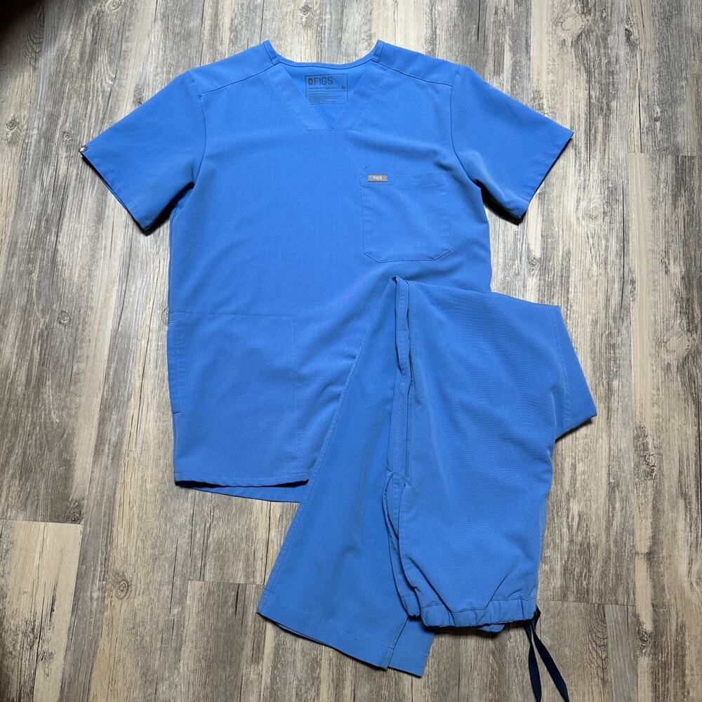 FIGS Scrub Set Technical Collection Mens XS Blue Chisec Top Straight Leg Pants